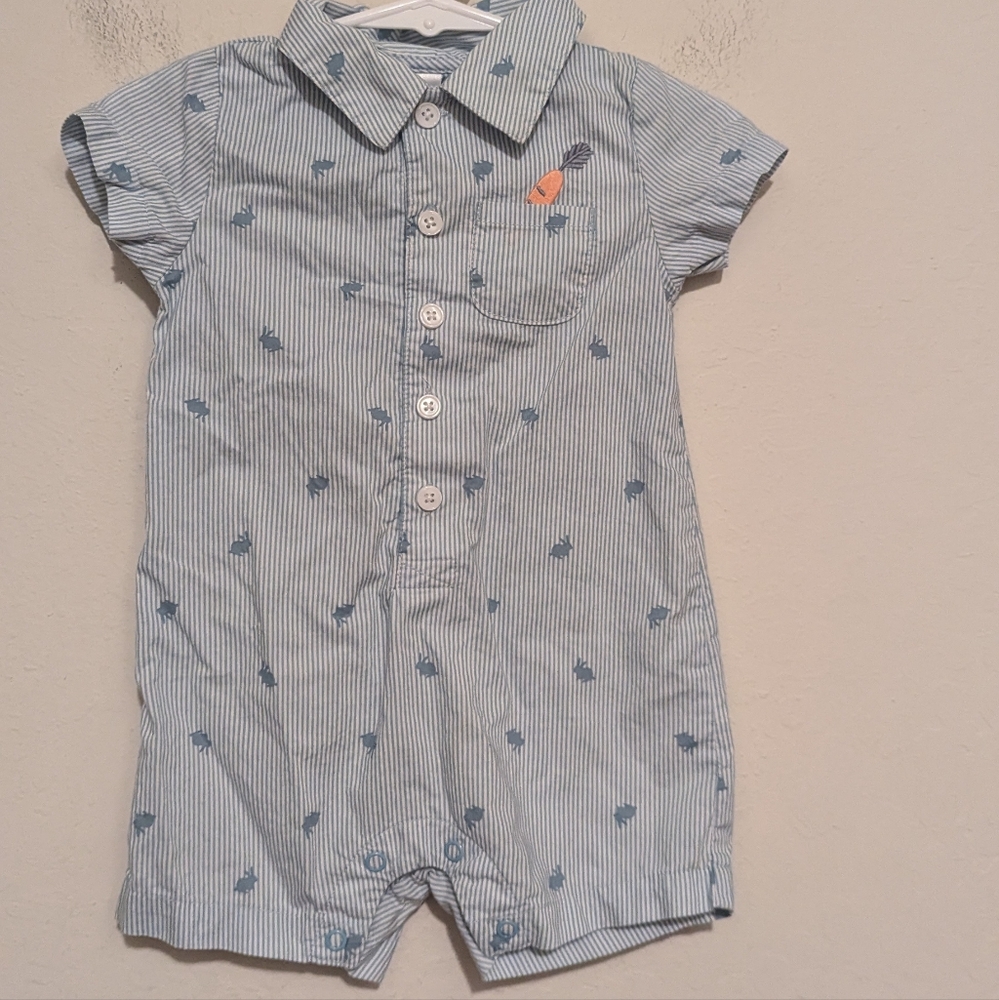 Carter's Striped Baby Romper with Bunny Pattern Size 9 Months